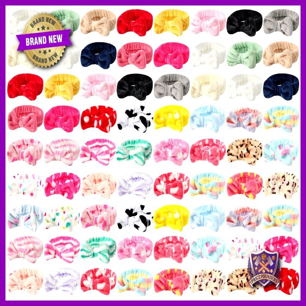 Spa Headband Set 74 Pcs 37 Styles Coral Fleece Terry Cloth Facial Hair Wrap